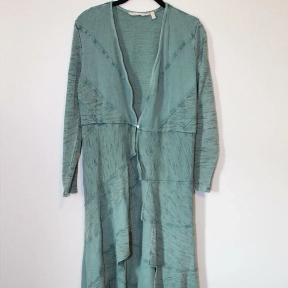 Soft Surroundings Thermal Duster Long Cardigan Green Size PS Petite S H12771 - Picture 2 of 16